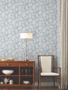Contoured Leaves Indigo Blue Wallpaper, by York Wall, 27' length x 2'3" width x 0.02" depth thumbnail 3