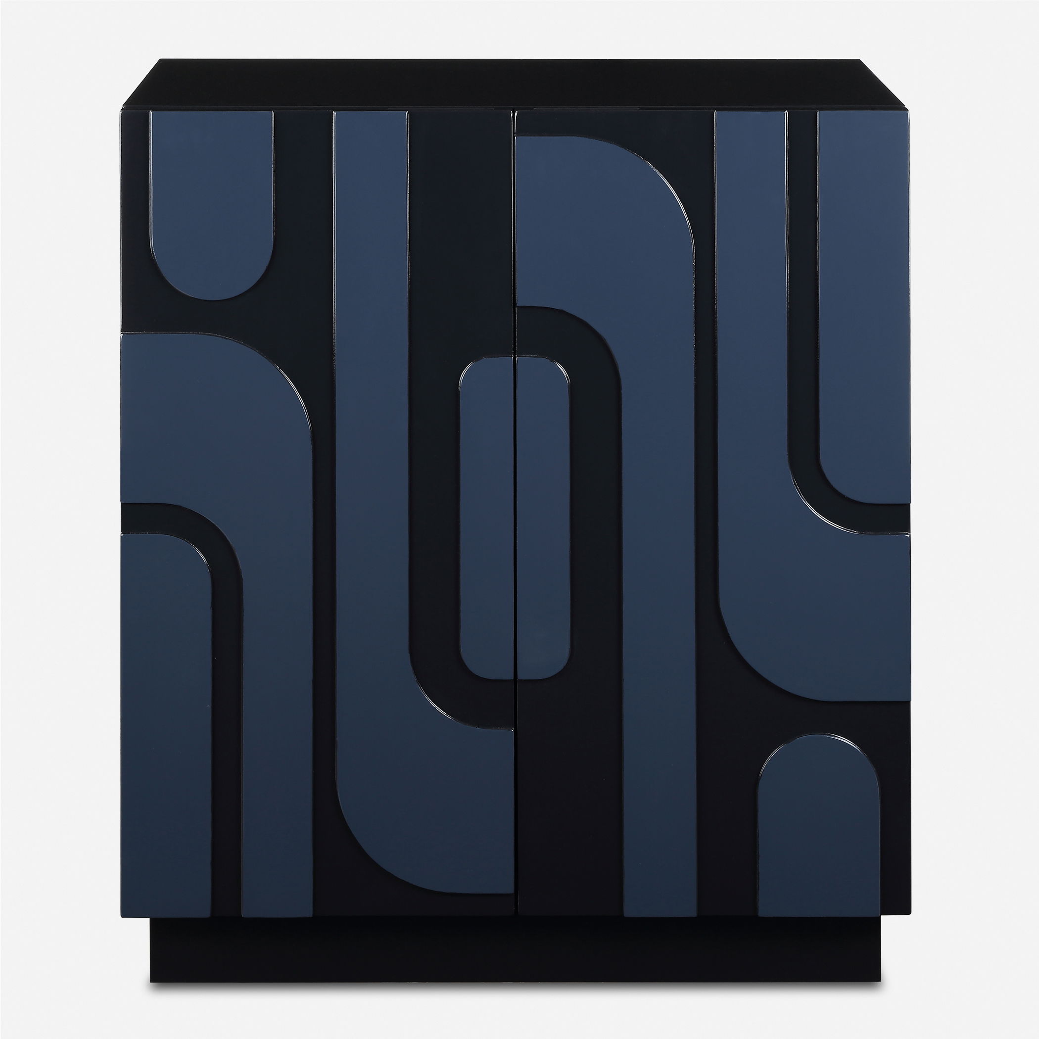 Valeria 2 Door Glossy Blue Cabinet, Furniture by Uttermost, 30" width x 34" height x 16.12" depth View 1