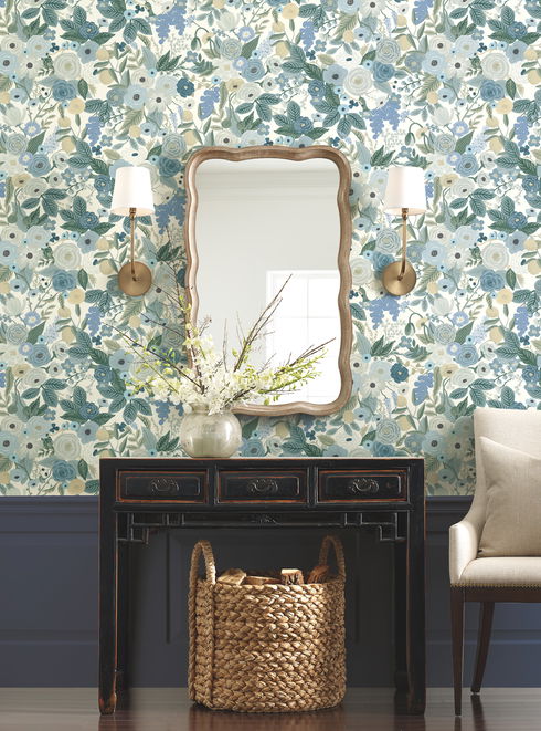 Garden Party Blue Wallpaper