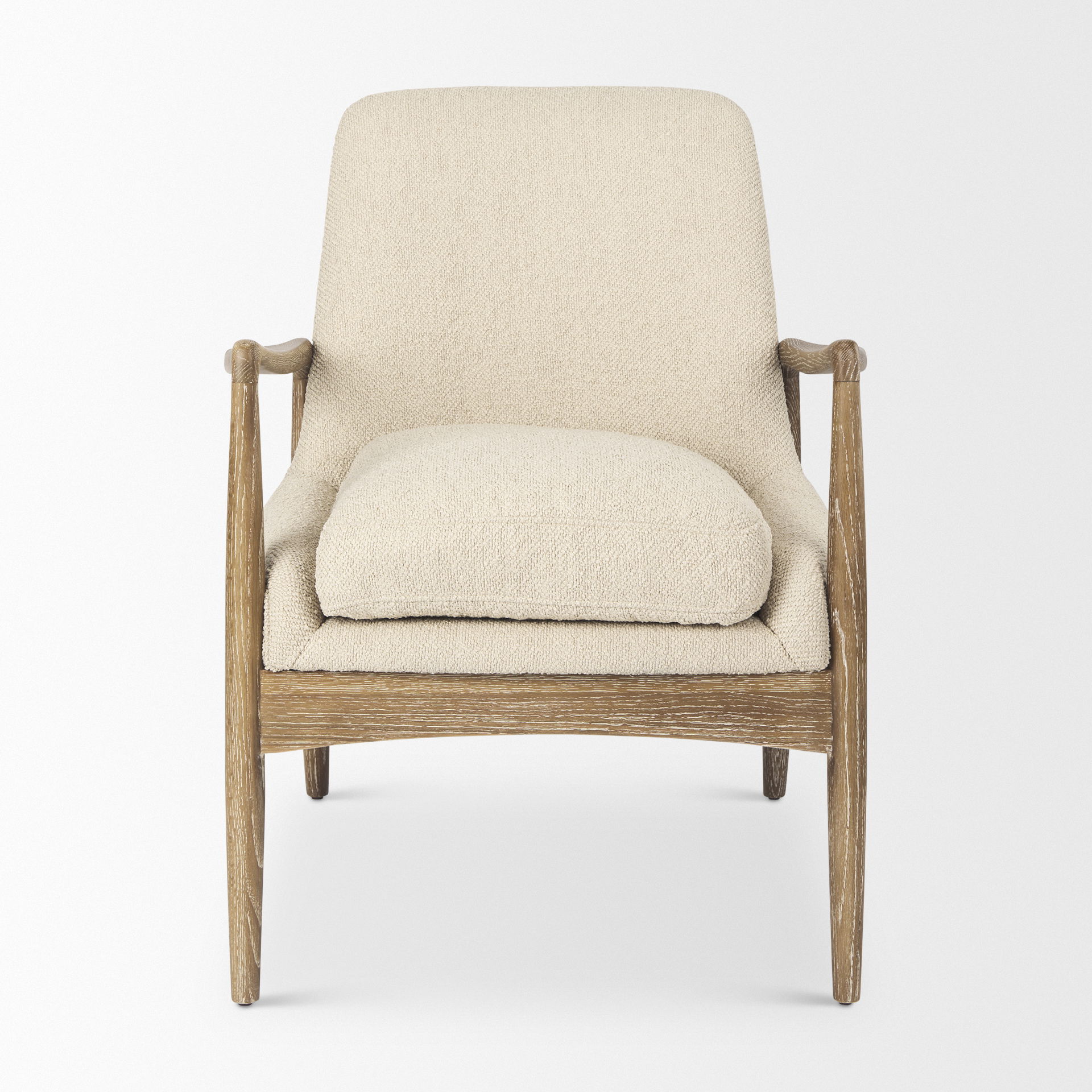 Westan Cream Boucle Fabric with Light Brown Wood Accent Chair large image 