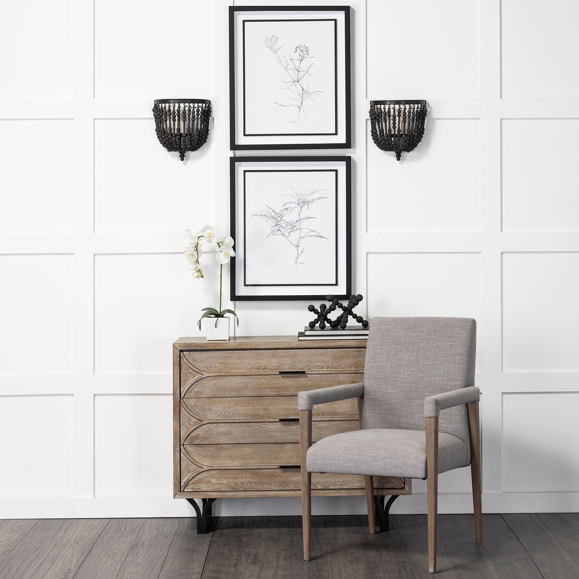 Carollan I (Small) 7L x 7W Black Geometric Wood Ball Jack large image 