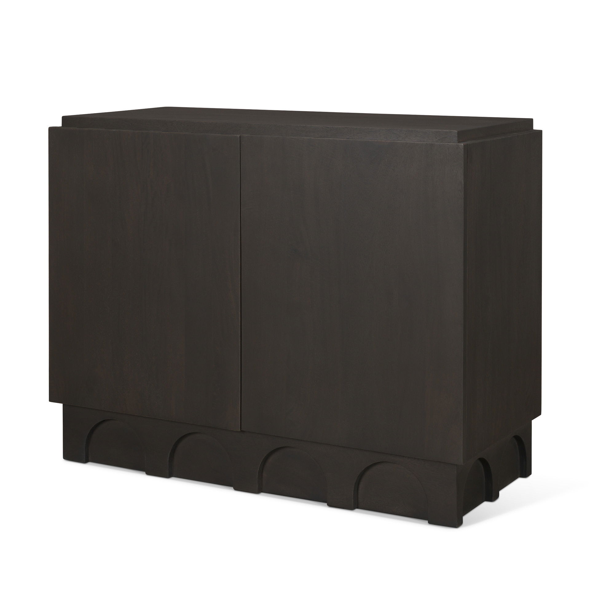 Wagner Dark Brown Wood with Arched Design Accent Cabinet, Cabinets & Chest by Mercana, 40" length x 18" width x 32" height View 1