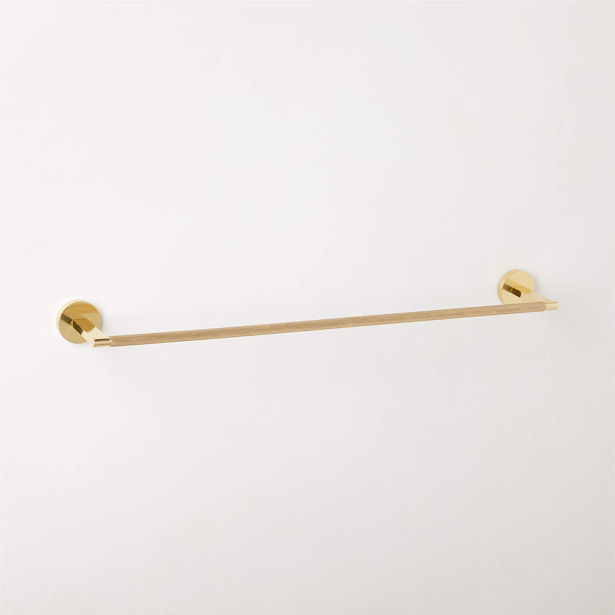 Online Designer Bathroom Nicolo Knurled Polished Unlacquered Brass Towel Bar 24''