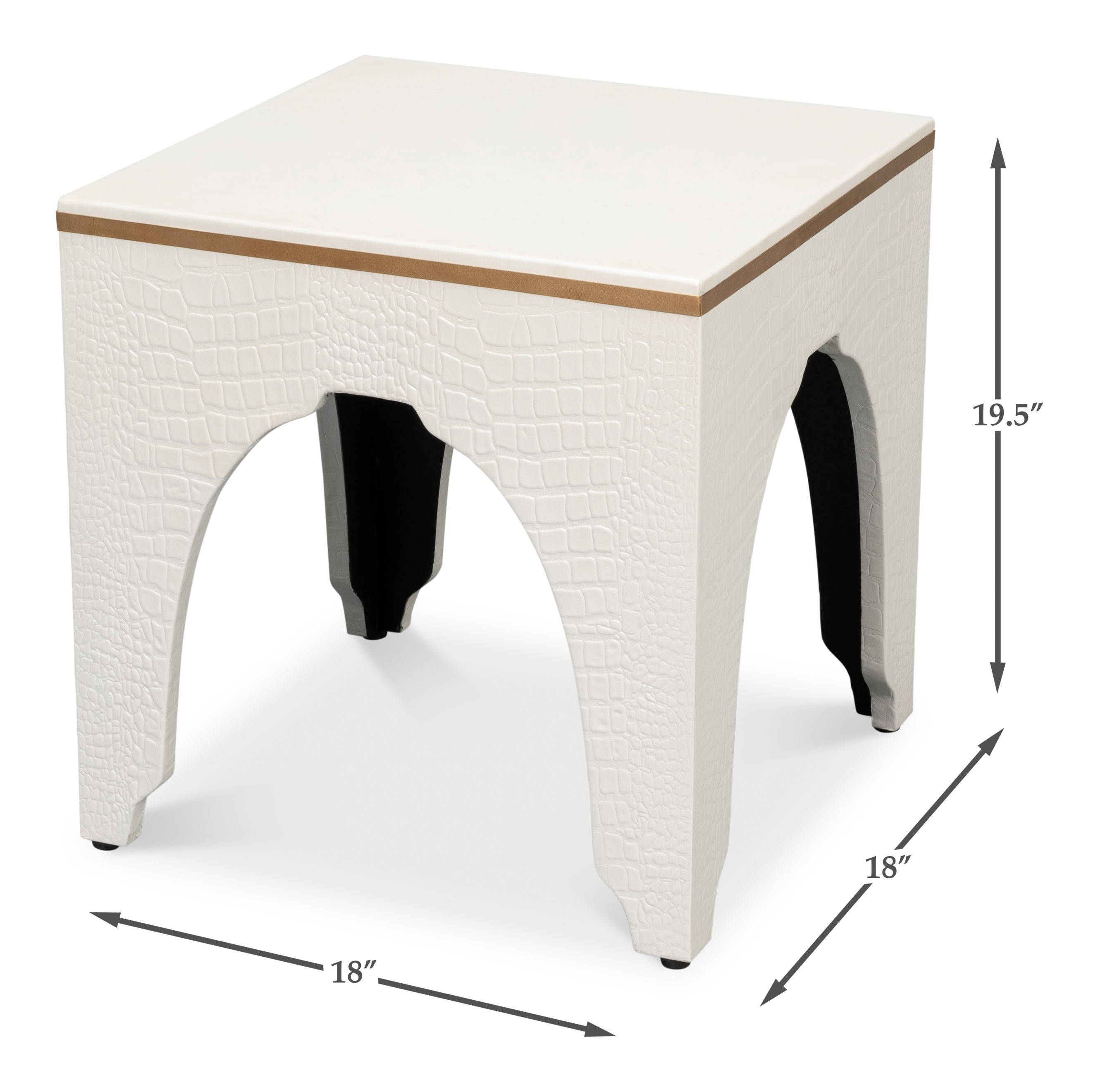 Croco Embossed Leather Stool, Pearl large image 