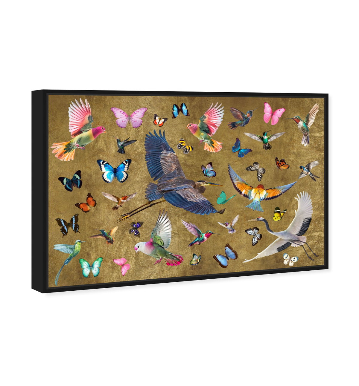Exotic Singapore Birds (Gold Leaf), Art by Oliver Gal,  30x20 View 2