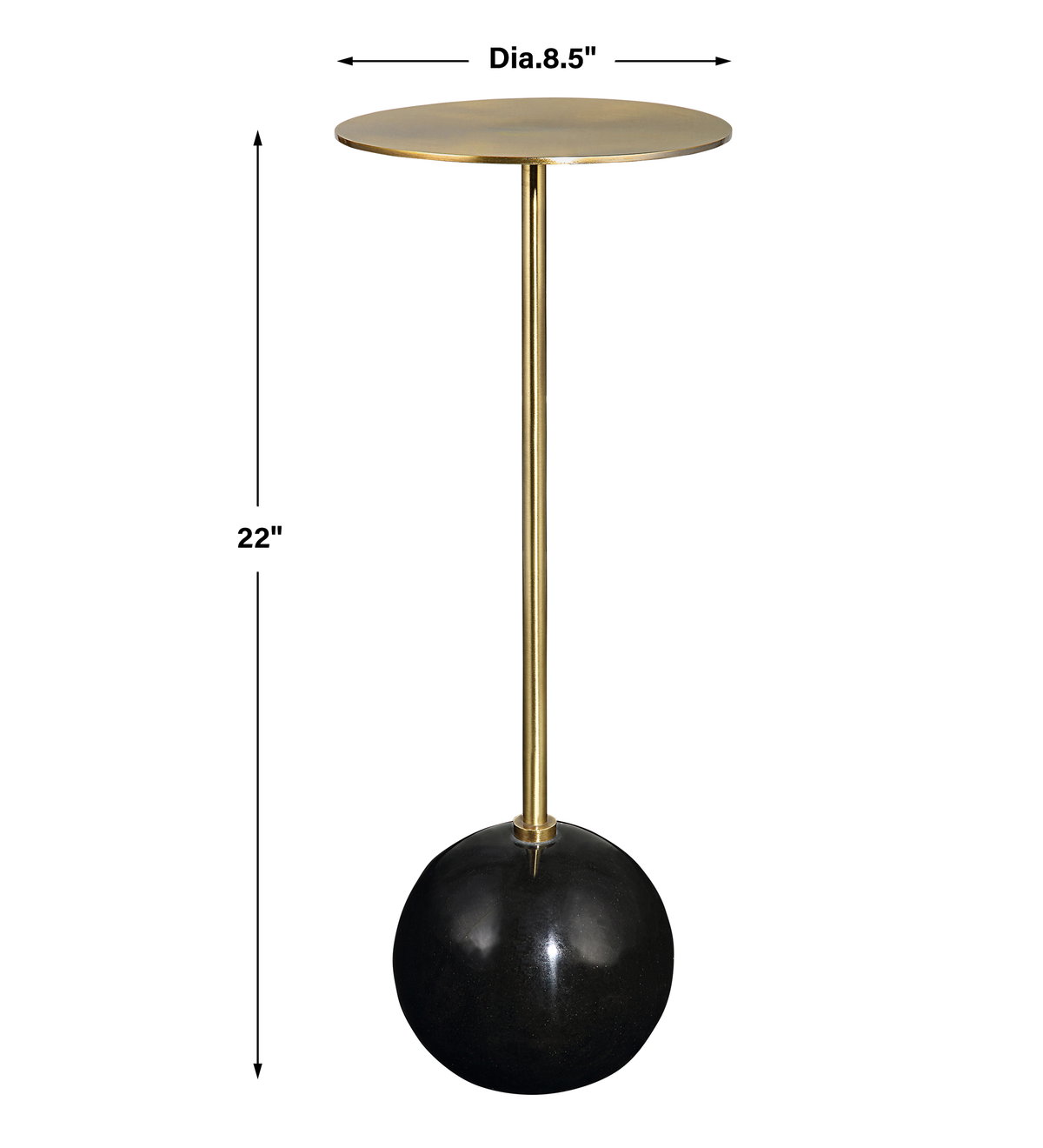 Gimlet Brass Drink Table, Side & End Table by Uttermost, 8.5" width x 22" height x 8.5" depth View 3
