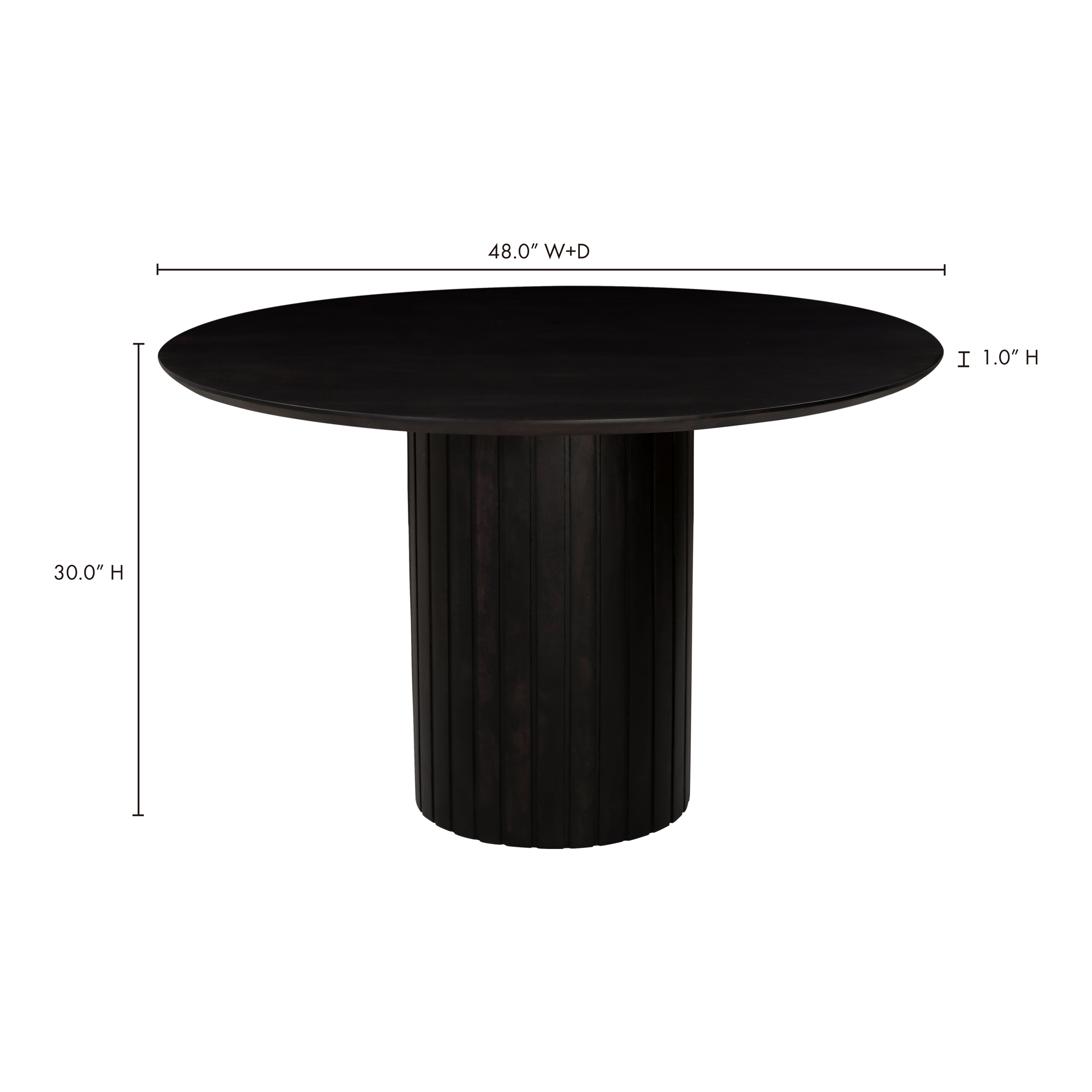 Povera Round Dining Table Black, by Moe's Home, 48" width x 30" height x 48" depth View 7