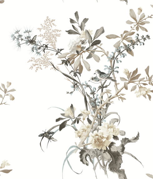 Wild Flowers Neutral Peel & Stick Wallpaper
