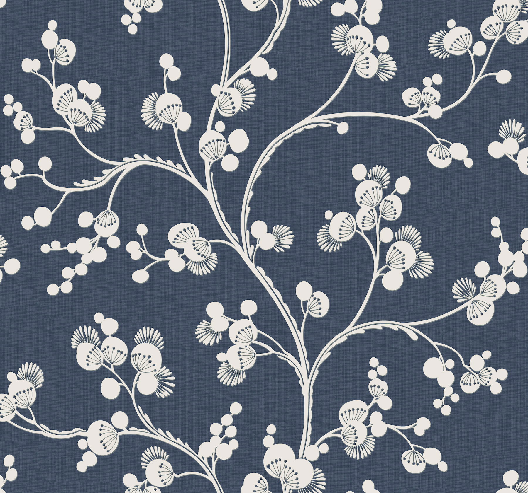 Dahlia Trail Navy Wallpaper, by York Wall, 27' length x 2'3" width x 0.02" depth View 1