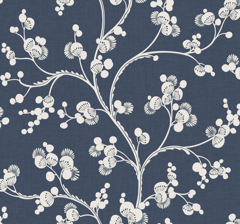 Dahlia Trail Navy Wallpaper