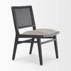 Wynn Cane Back Dining Side Chair | Beige Fabric with Black Wood, Dining Chair by Mercana, 20.47" length x 24.61" width x 34.06" height thumbnail 9