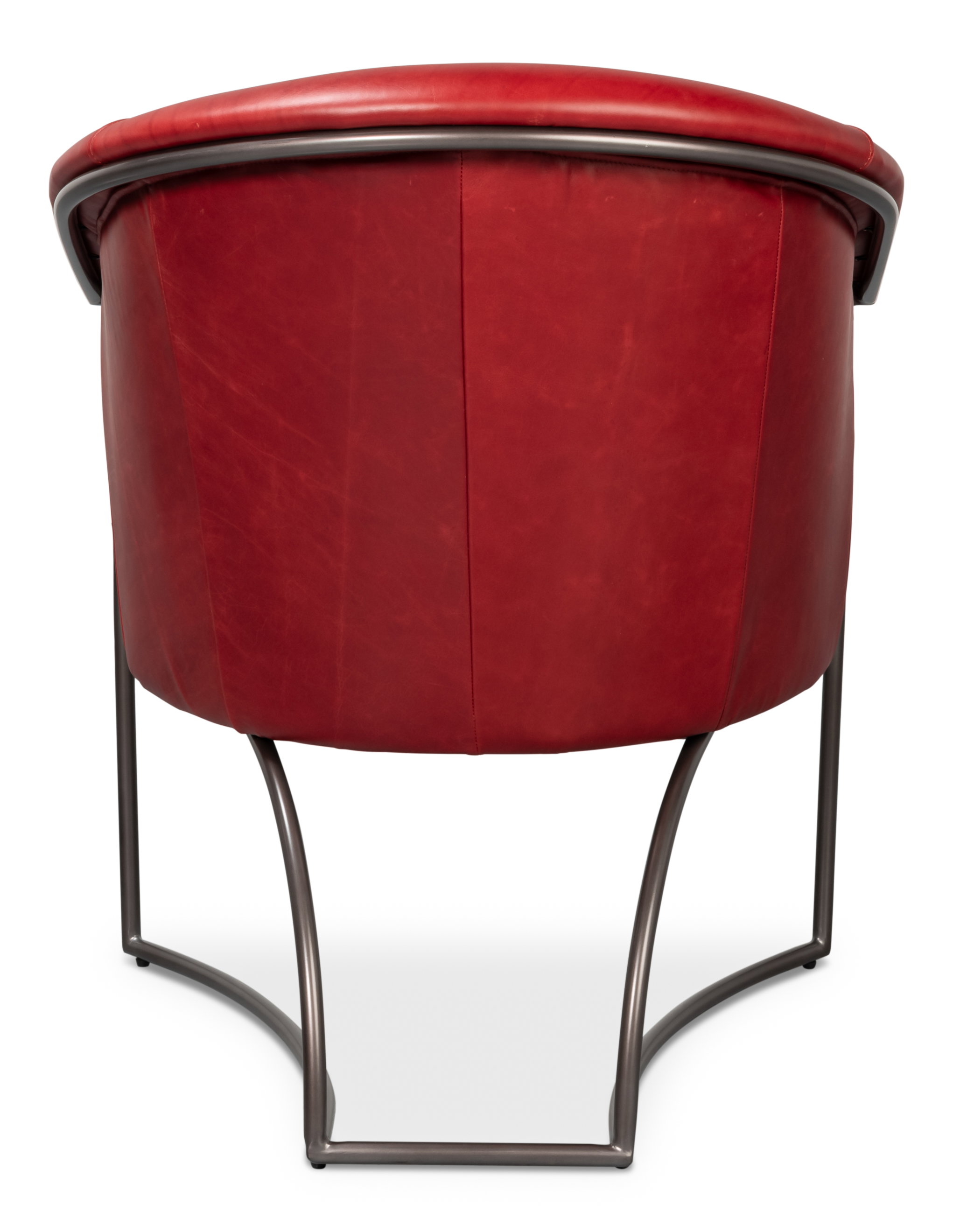 Nagel Distilled Leather Chair,New Rouge, Seating by Sarreid, 30" length x 33" width x 2" height View 10