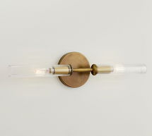 Online Designer Kitchen Cooper Ribbed Glass Double Tube Sconce (20")