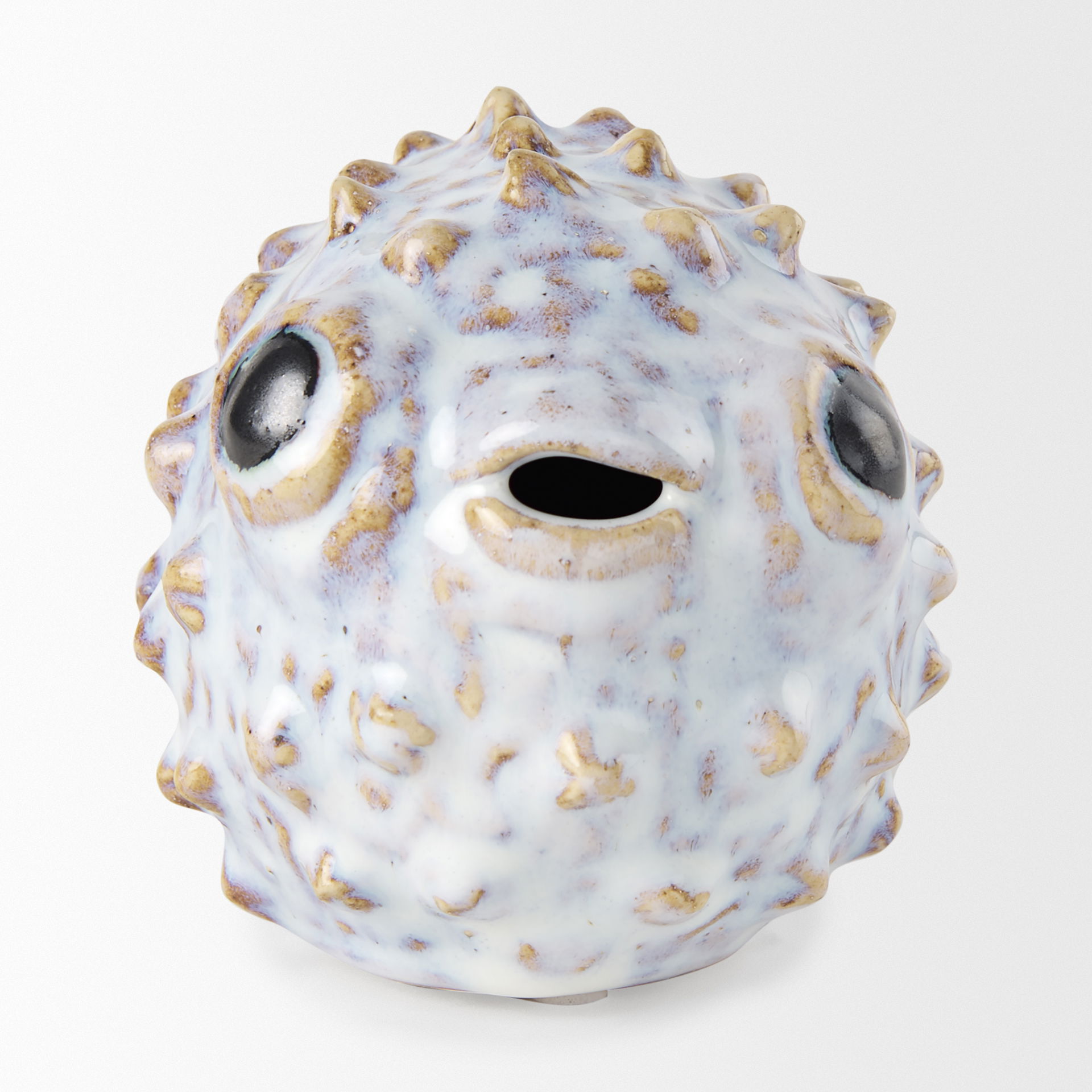 Spike I (Small) 8L x 4W Off-White Ceramic Puffer Fish, Decorative Object by Mercana, 7.48" length x 4.33" width x 4.53" height View 3
