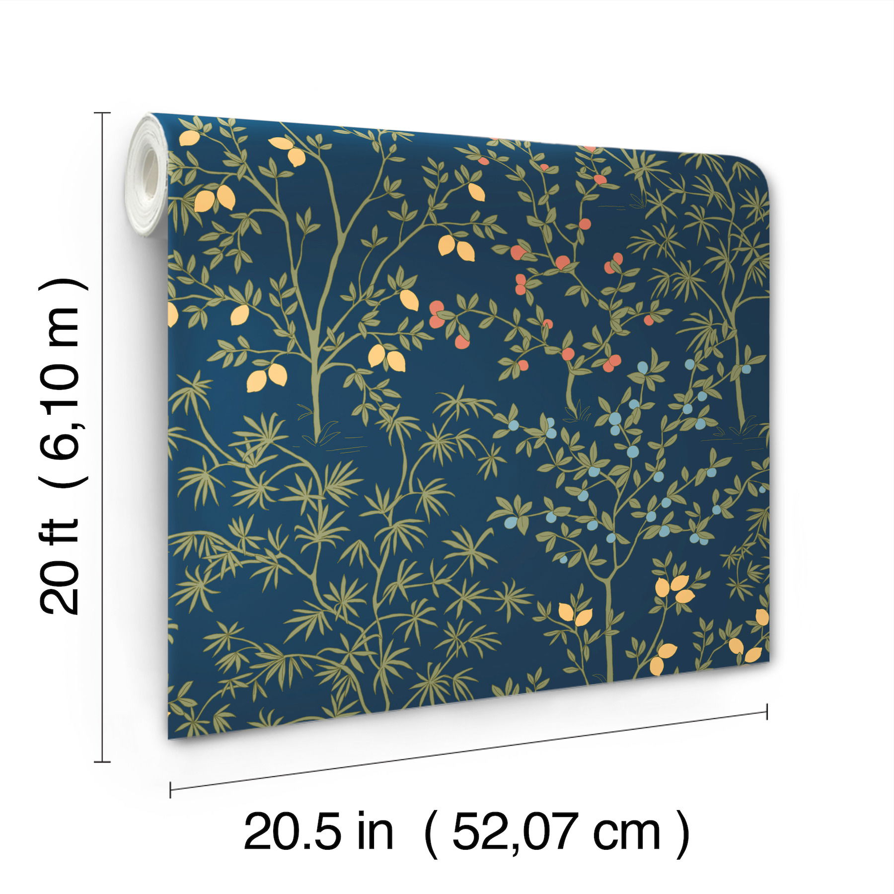 Lemon Grove Navy Peel & Stick Wallpaper large image 