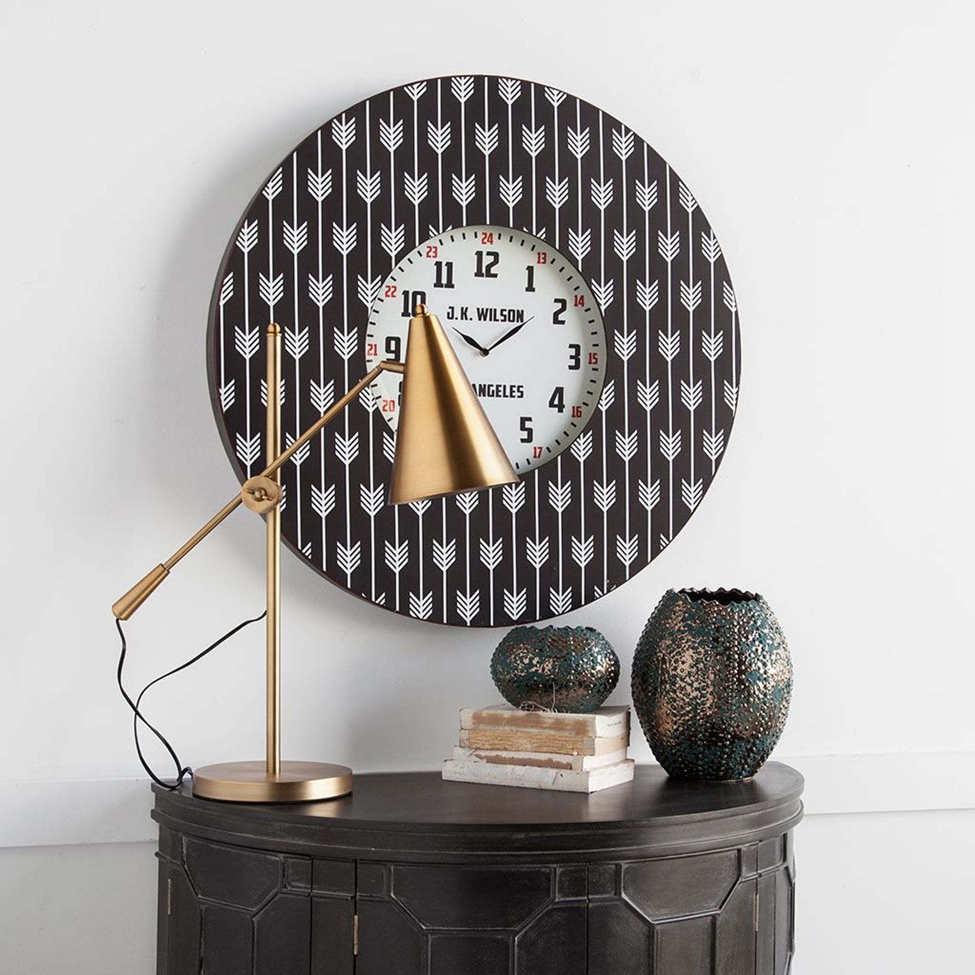 Fragon I (26'H) Gold-Tone Metal Adjustable Cone Shade Table Lamp large image 