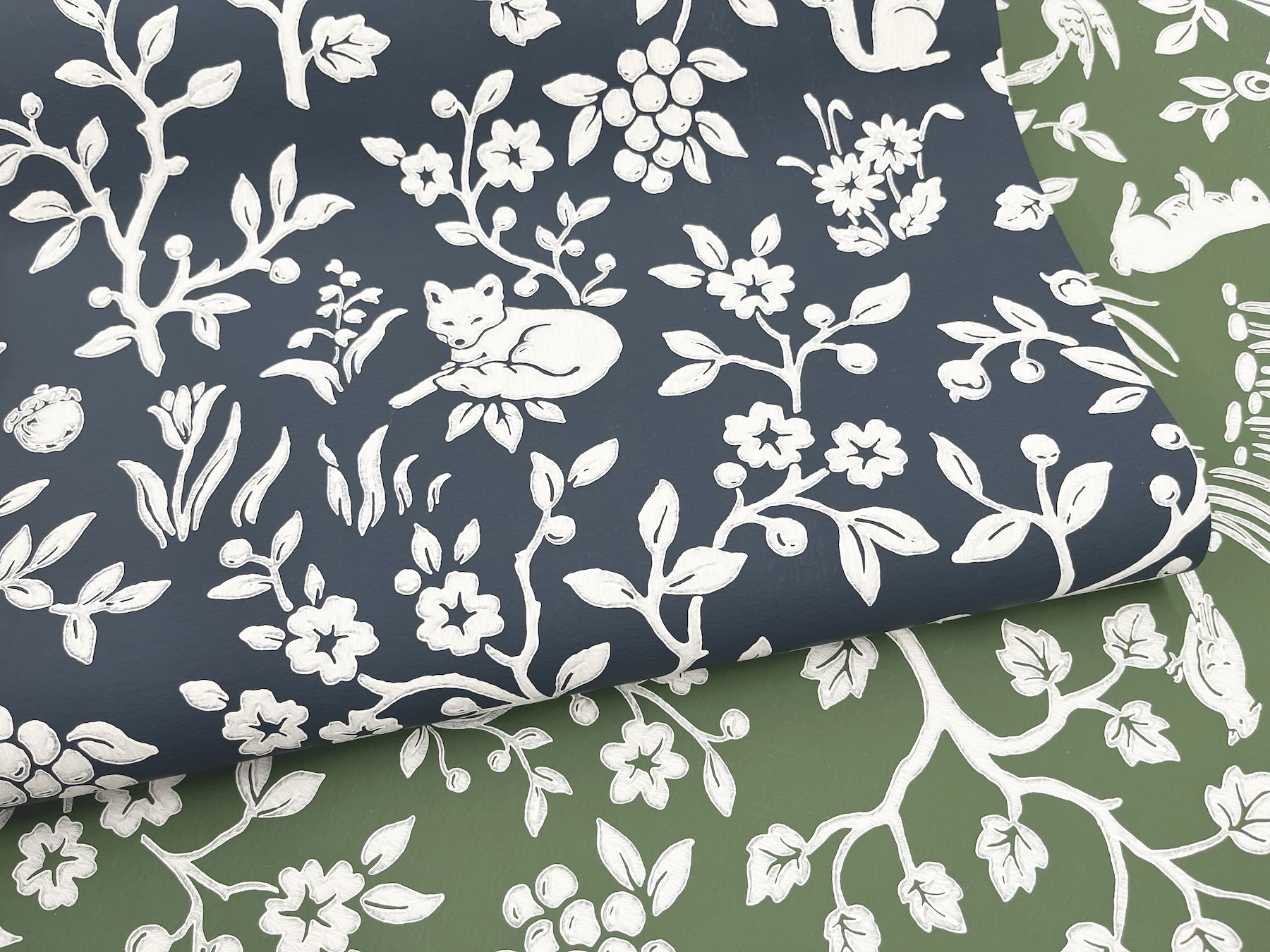 Fox & Hare Forest Green Wallpaper large image 