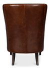 Whitney Distilled Leather Chair Brown, by Sarreid, 2'9" length x 2'2" width x 3'5" height thumbnail 10