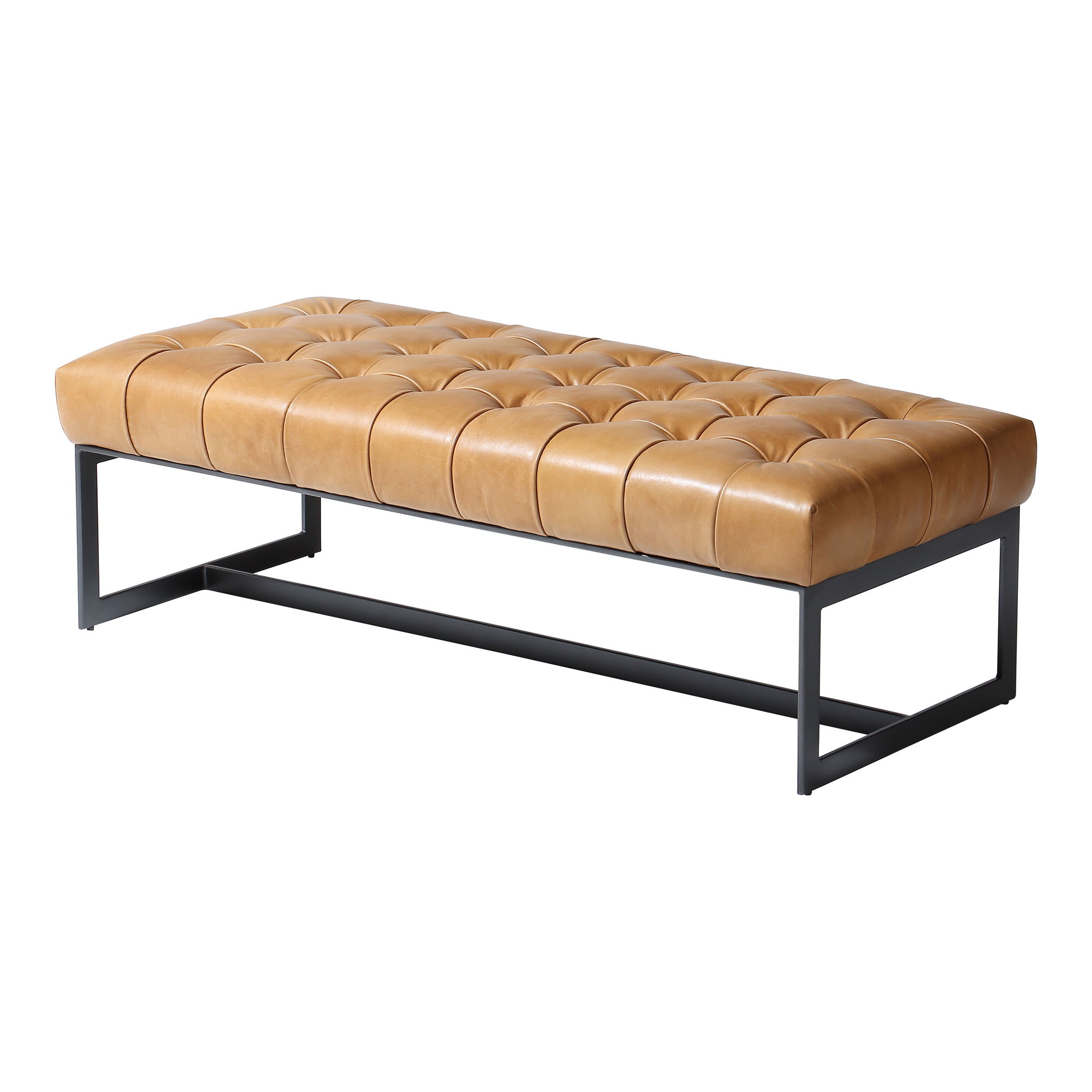 Wyatt Leather Bench, Benche by Moe's Home, 54" width x 17" height x 24.5" depth View 2
