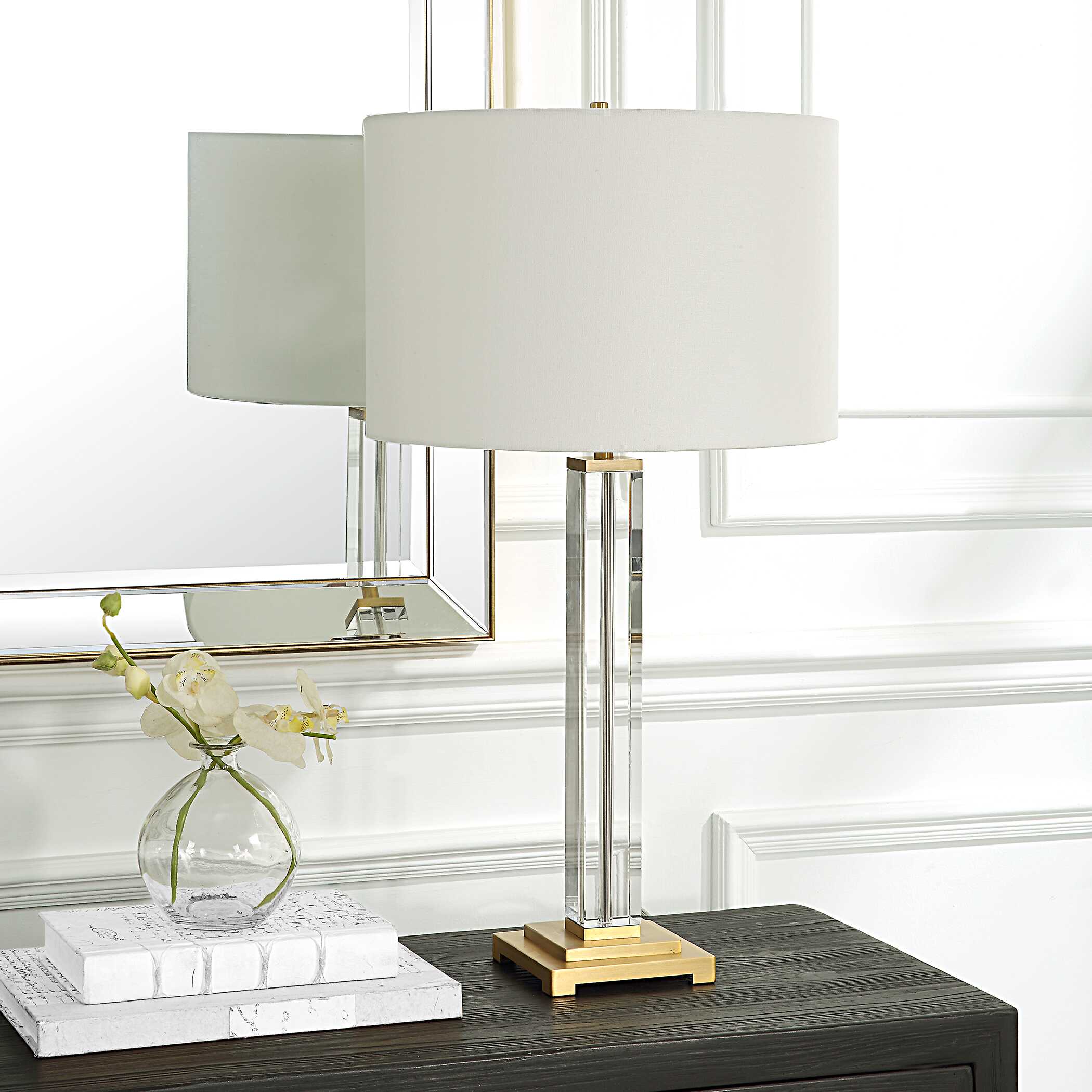Crystal Column Table Lamp, by Uttermost, 15" width x 28" height x 15" depth View 4