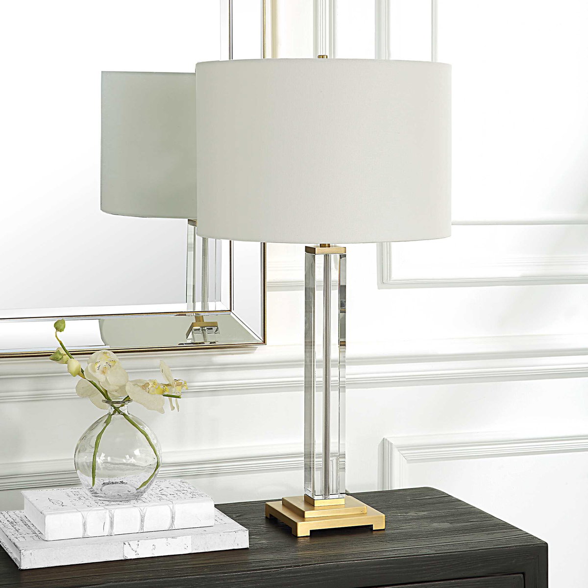 Crystal Column Table Lamp, by Uttermost, 15" width x 28" height x 15" depth View 4