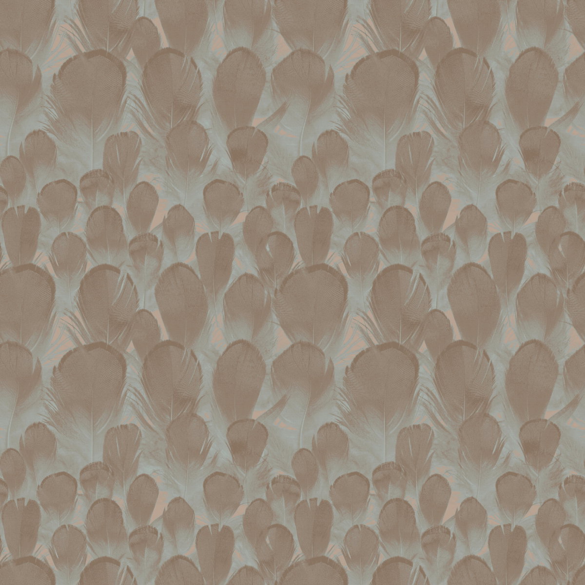 Feathers Brown & Turquoise Wallpaper, by York Wall, 33' length x 1'9" width x 0.02" depth