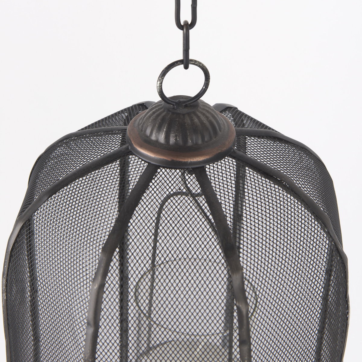 Jutland Set of Three Black Metal Bird Cage Candle Holder Lanterns, Lighting by Mercana, 8" length x 8" width x 43" height View 4