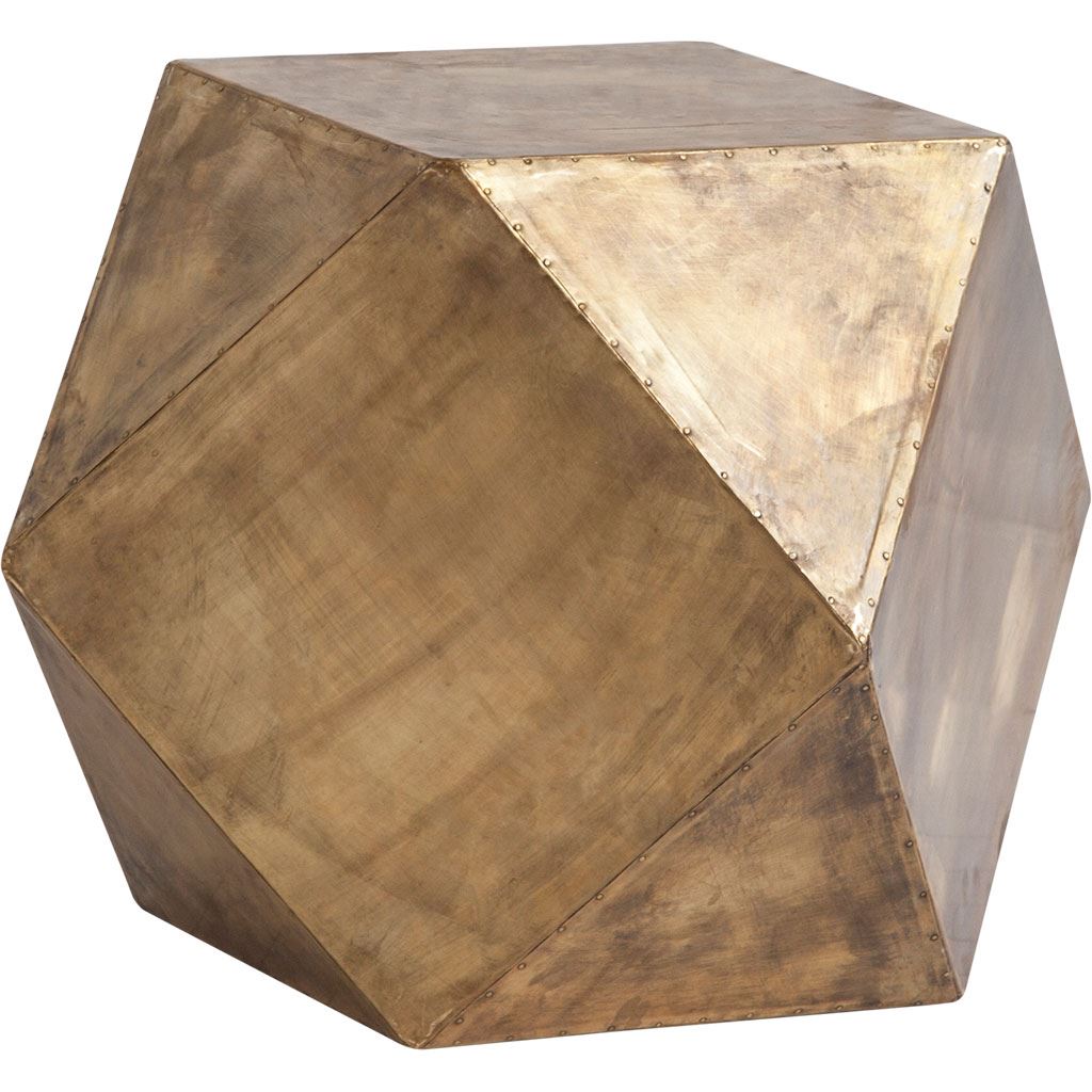 Exagoni 26' x 18.5' Hexagonal Brass Plated Hexagonal End/Side Table, Side & End Table by Mercana, 26" length x 26" width x 18.5" height View 1