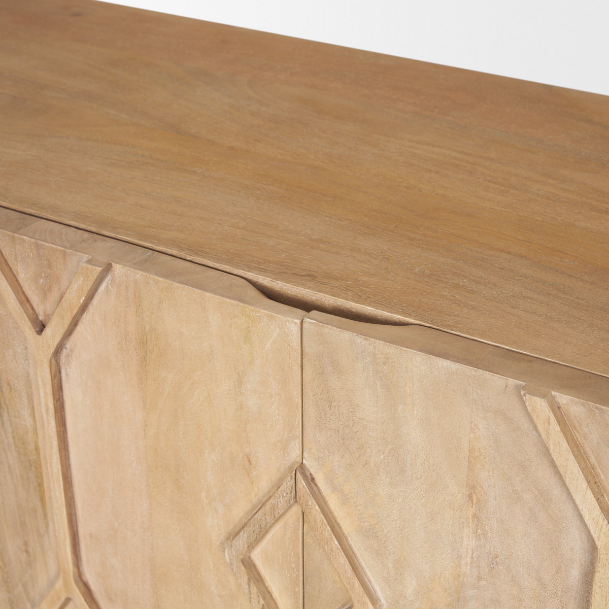 Heera Light Brown Diamond with Shelf Motif Sideboard, Sideboards & Buffet by Mercana, 71" length x 16.25" width x 32" height View 10