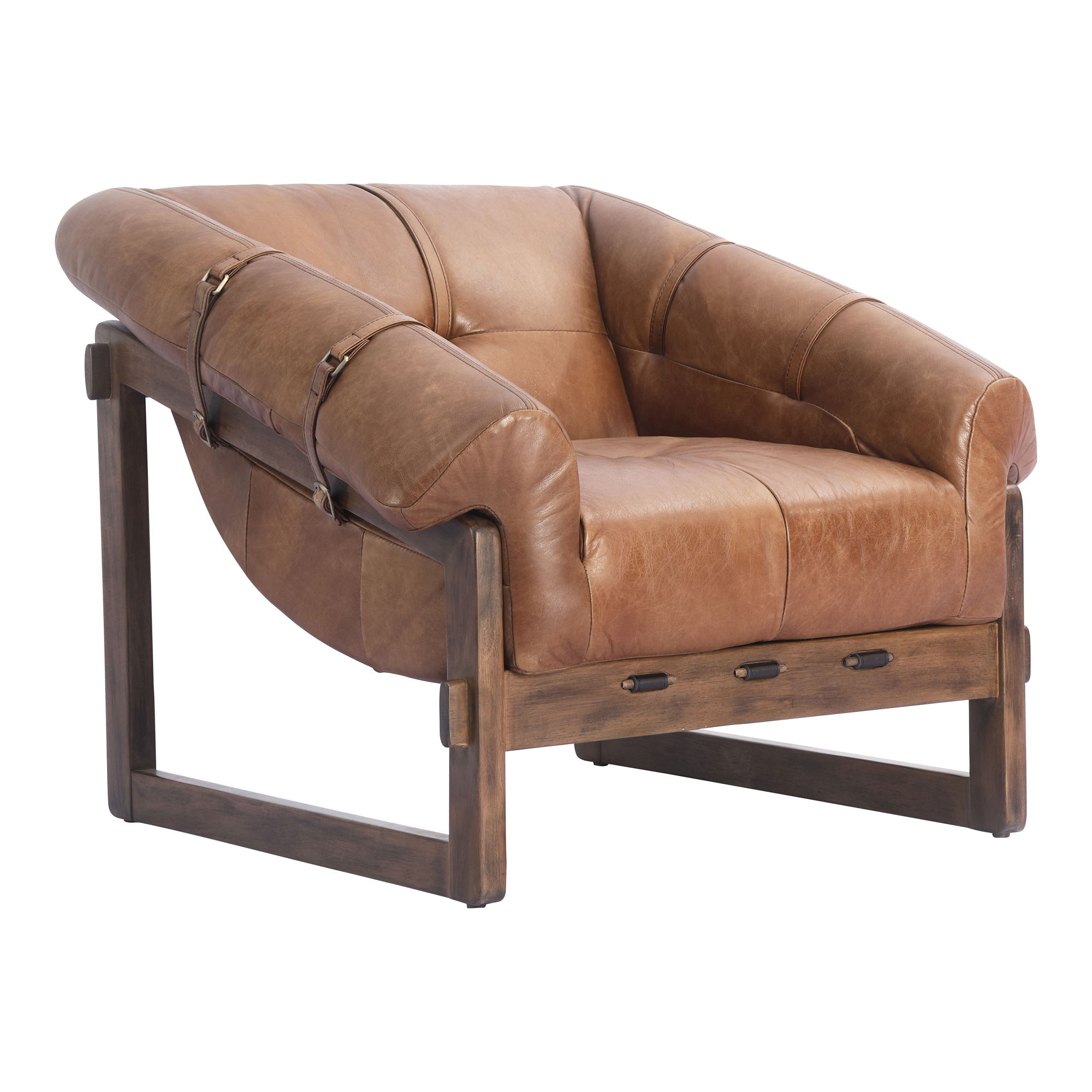 Bellos Accent Chair Open Road Brown, by Moe's Home, 34.25" width x 29" height x 34.75" depth View 2