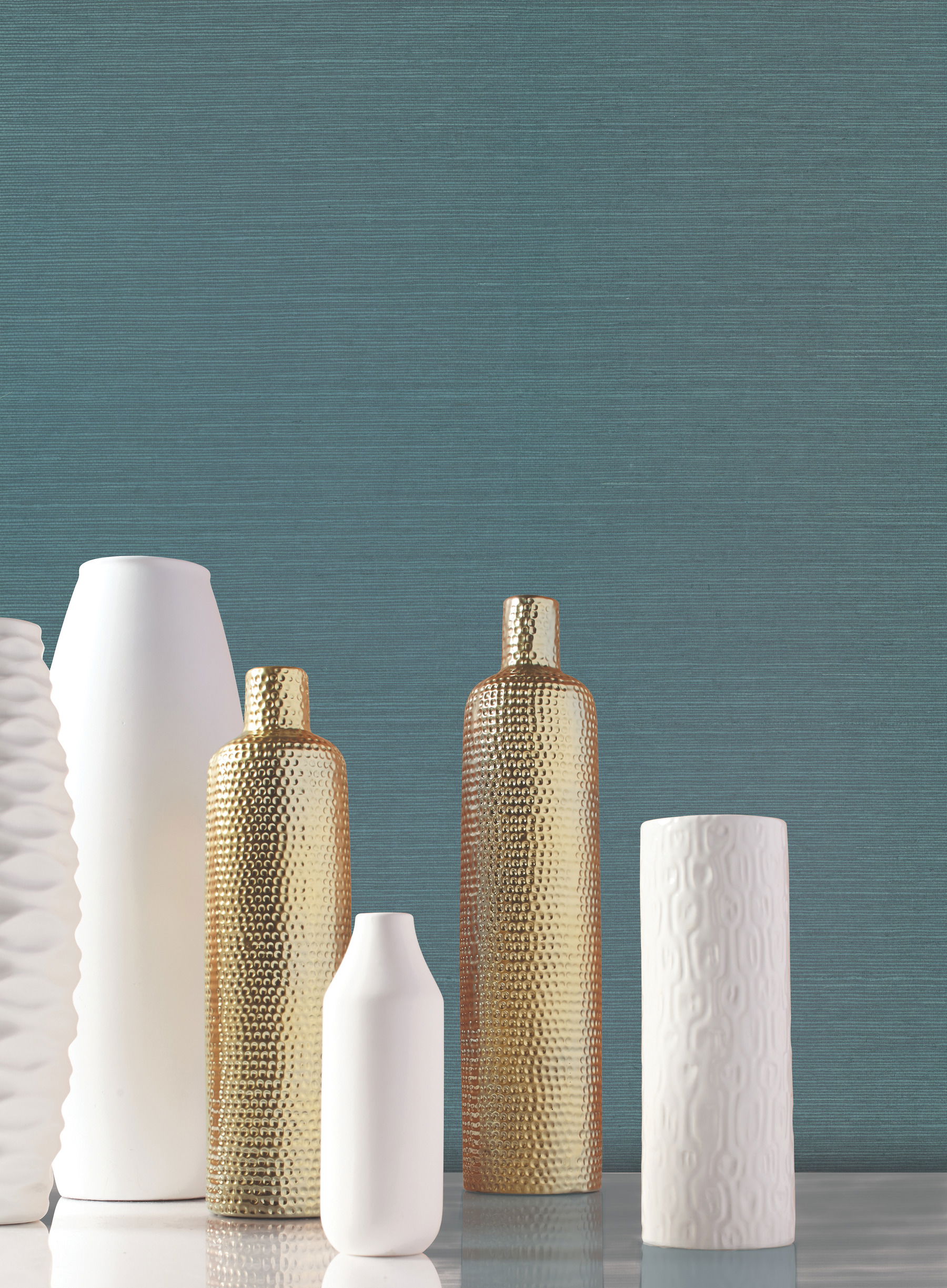 Sisal Twill Grasscloth Teal Wallpaper, by York Wall, 24' length x 3' width x 0.02" depth View 8