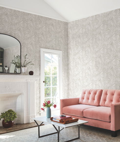 Oahu Fronds Cream & Off White Wallpaper