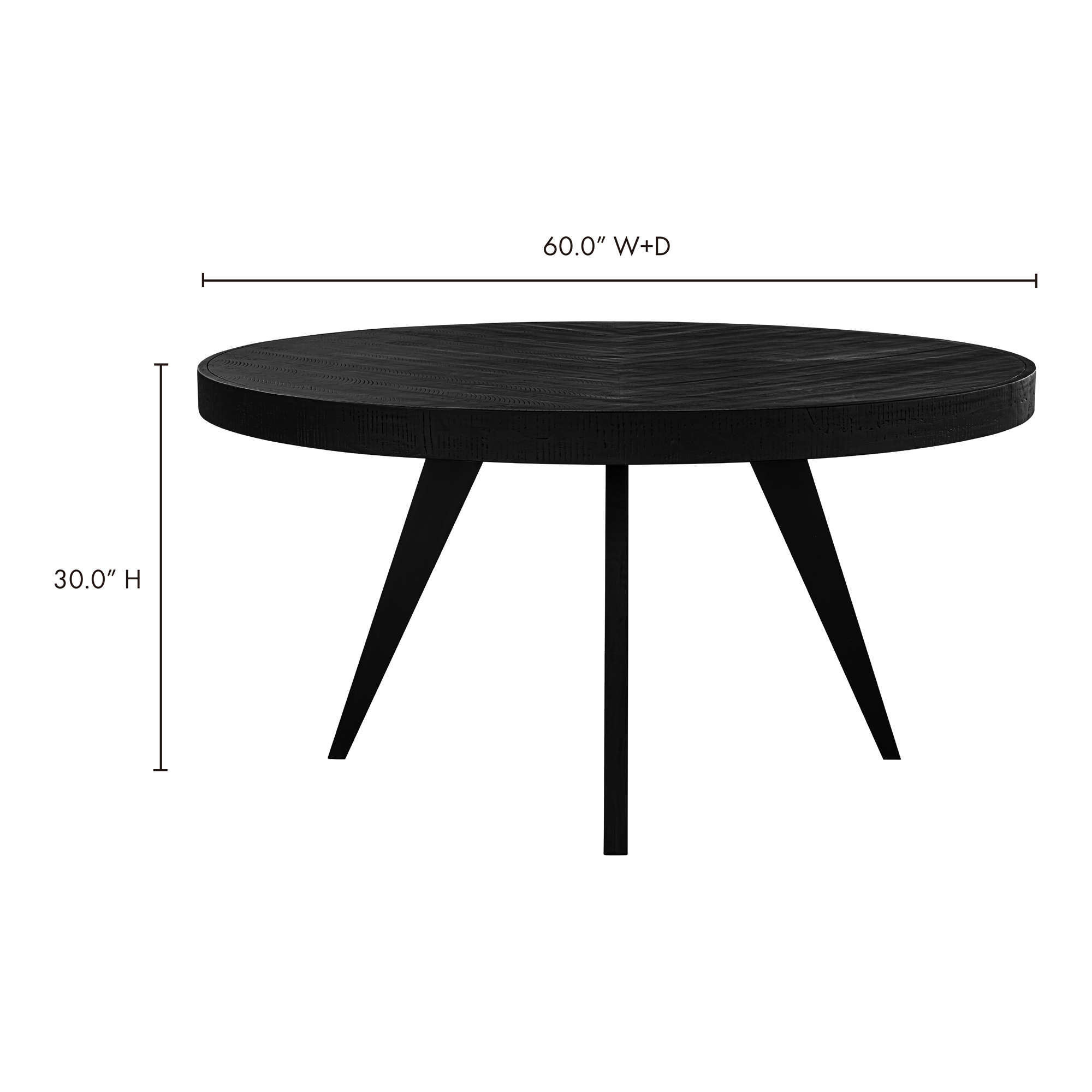 Parq 60 Inch Round Dining Table Black, by Moe's Home, 60" width x 30" height x 60" depth View 14