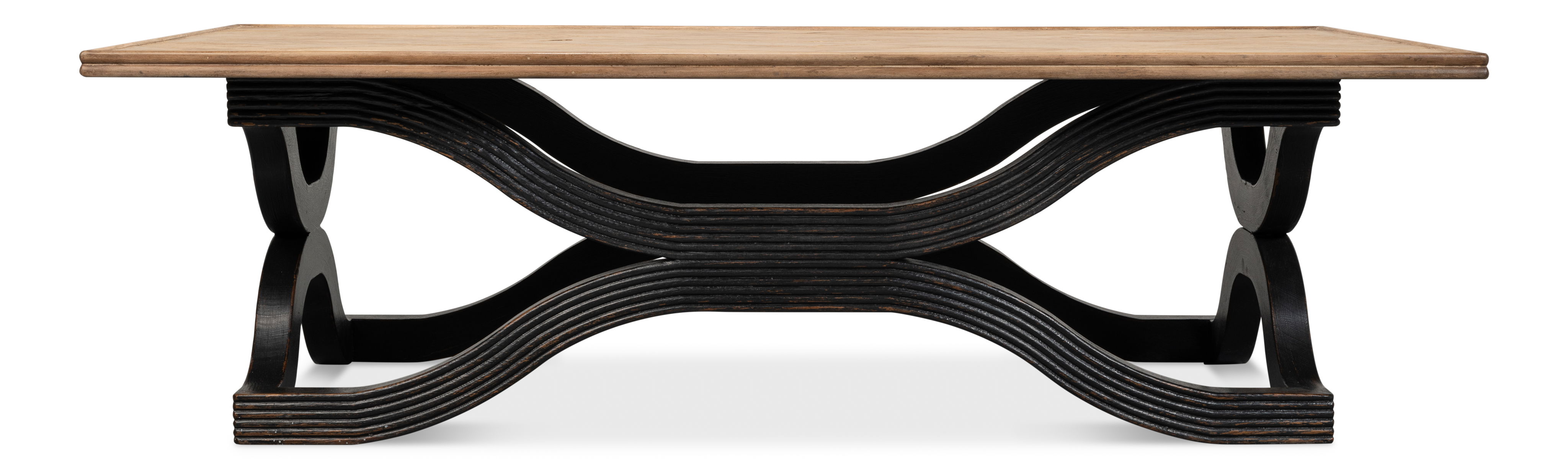 Wavy Coffee Table, Antique Black, by Sarreid, 59" length x 31" width x 18" height View 3