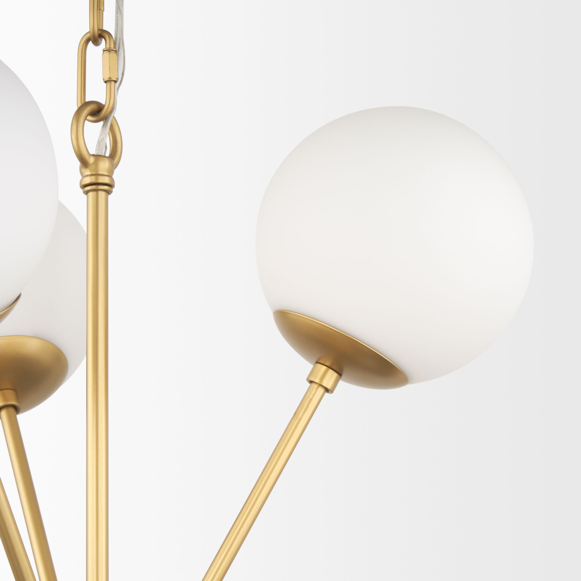 Barbara Brushed Gold Metal with Frosted Glass Globes 11-Light Chandelier, by Mercana, 31.5" length x 31.5" width x 31.5" height View 9