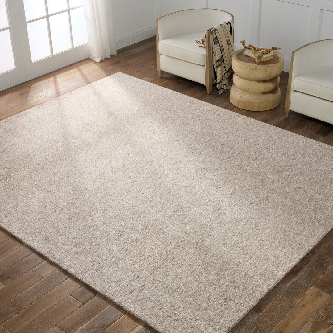 Richmond Solid Hand-Tufted Wool Ivory/Gray Area Rug large image 