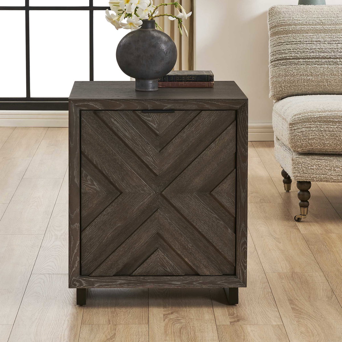 Barrett Dark Charcoal Oak Cabinet, Cabinets & Chest by Uttermost, 22" width x 26" height x 20" depth View 3