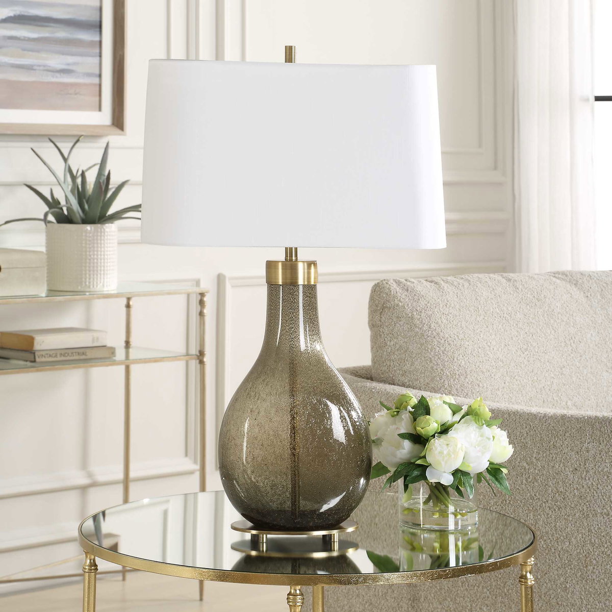 Shyla Dark Glass Table Lamp, by Uttermost, 18" width x 29.25" height x 17" depth View 5