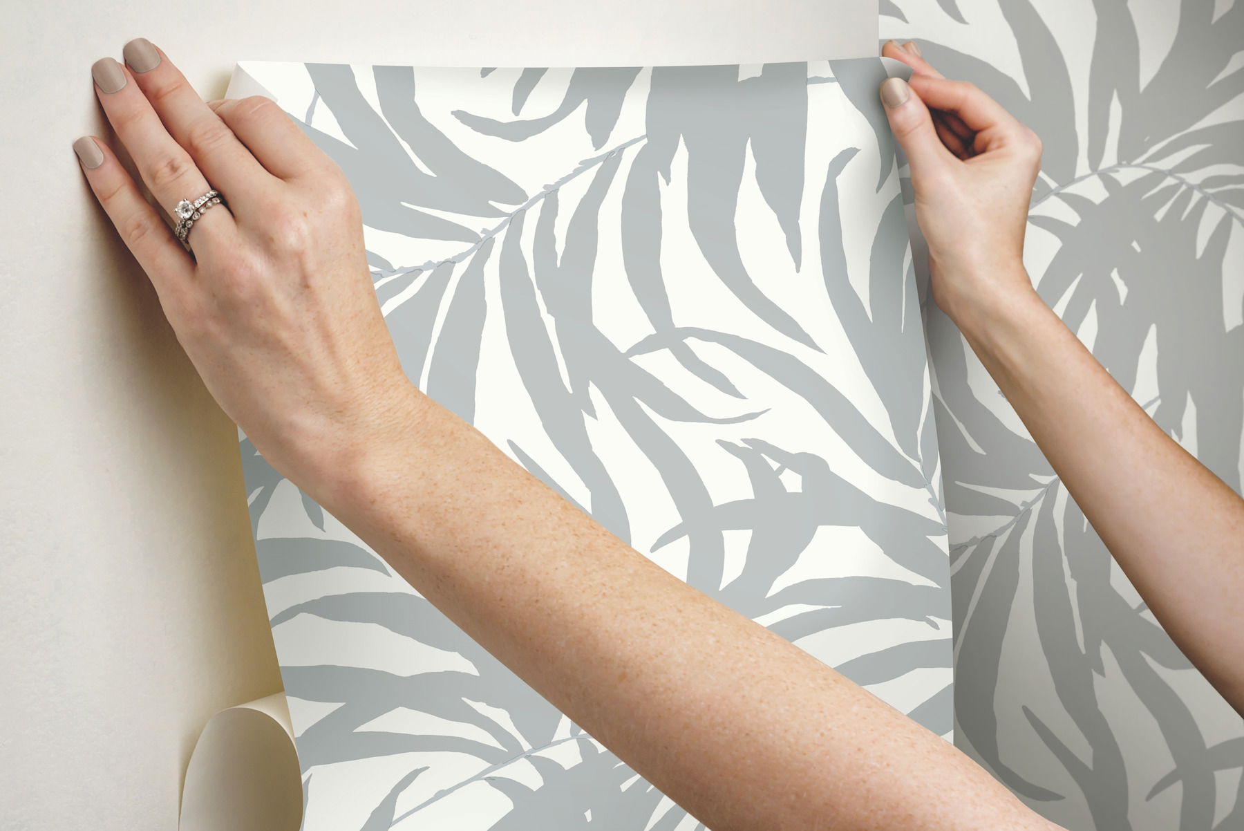 Bali Leaves Metallic Peel & Stick Wallpaper large image 