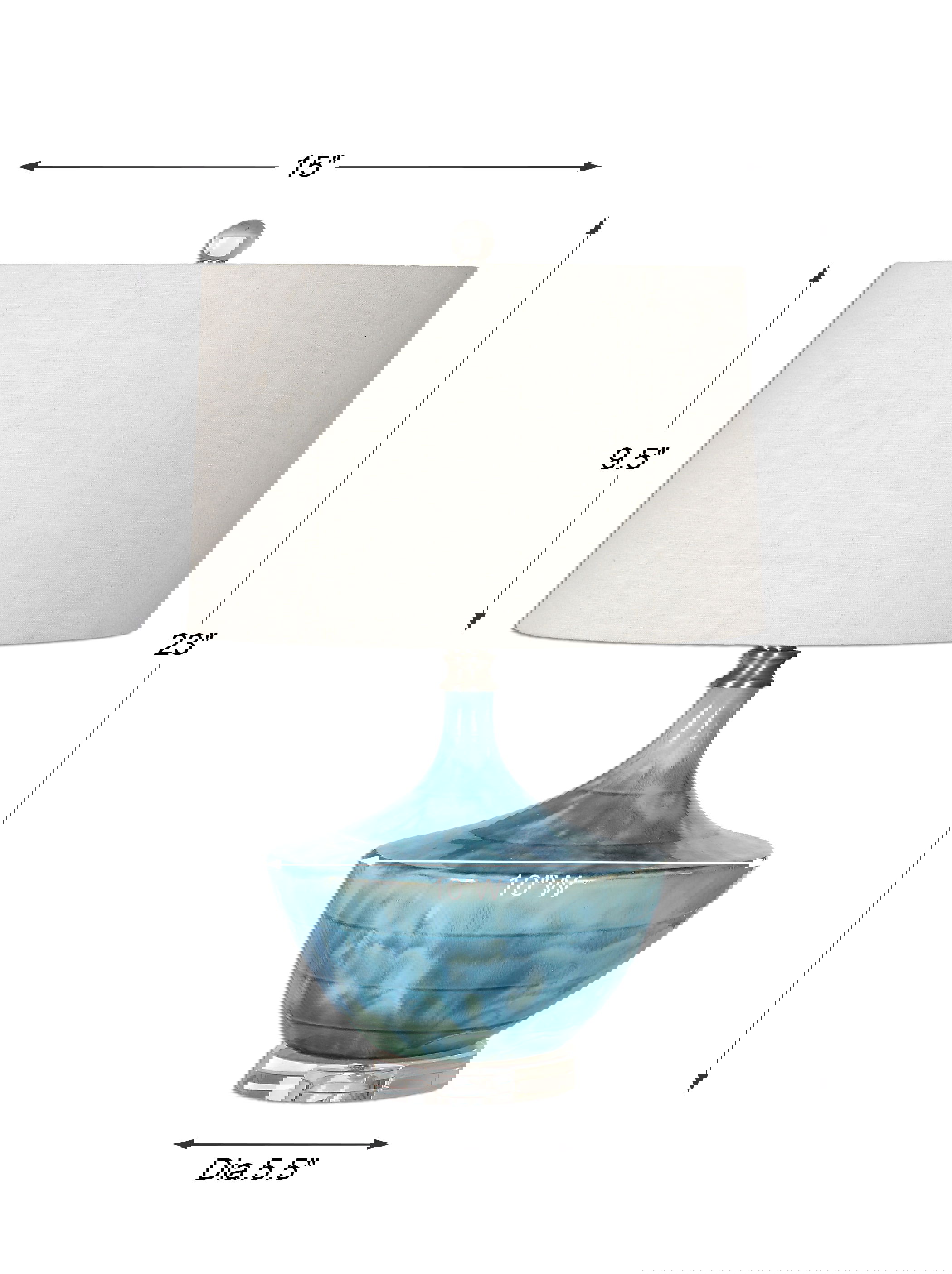 Chasida Blue Ceramic Lamp, by Uttermost, 15" width x 23" height x 15" depth View 3