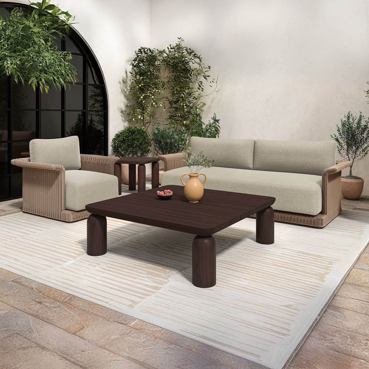 Barclay Outdoor Side Table Brown, Side & End Table by Moe's Home, 22.01" width x 20" height x 22.01" depth View 7