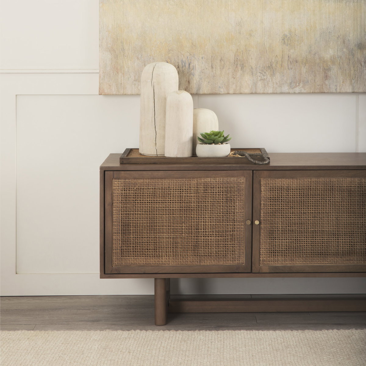 Knox Short White-Wash Wood Decorative Object, by Mercana, 6" length x 6" width x 7" height View 2