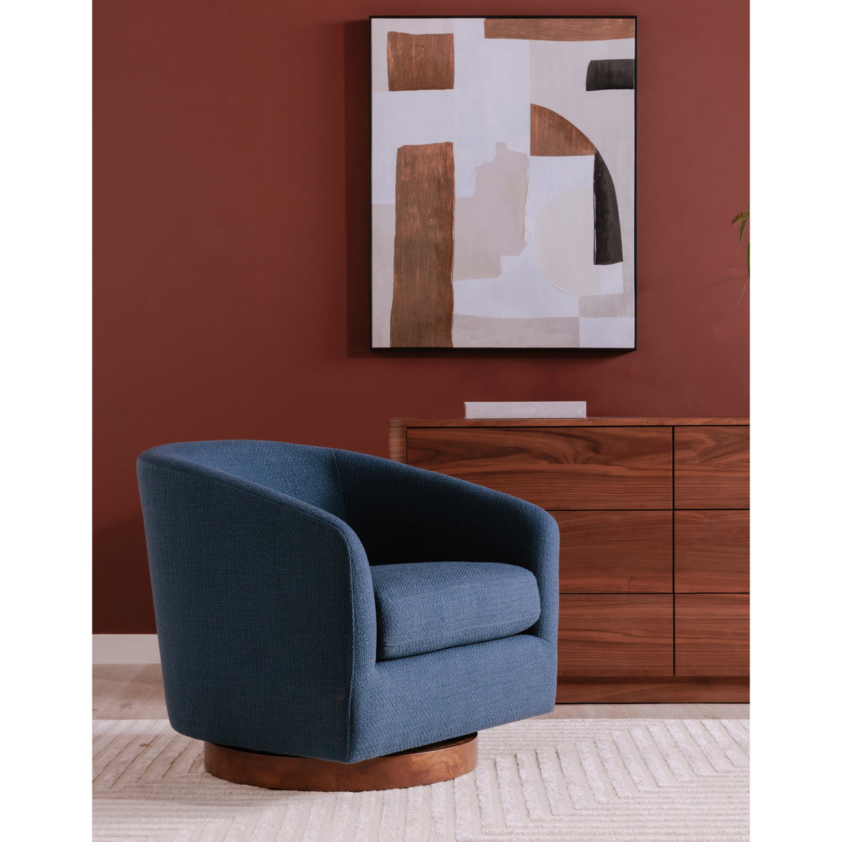 Oscy Swivel Chair Dark Atlantic, Accent Chair by Moe's Home, 31" width x 28" height x 31" depth View 12