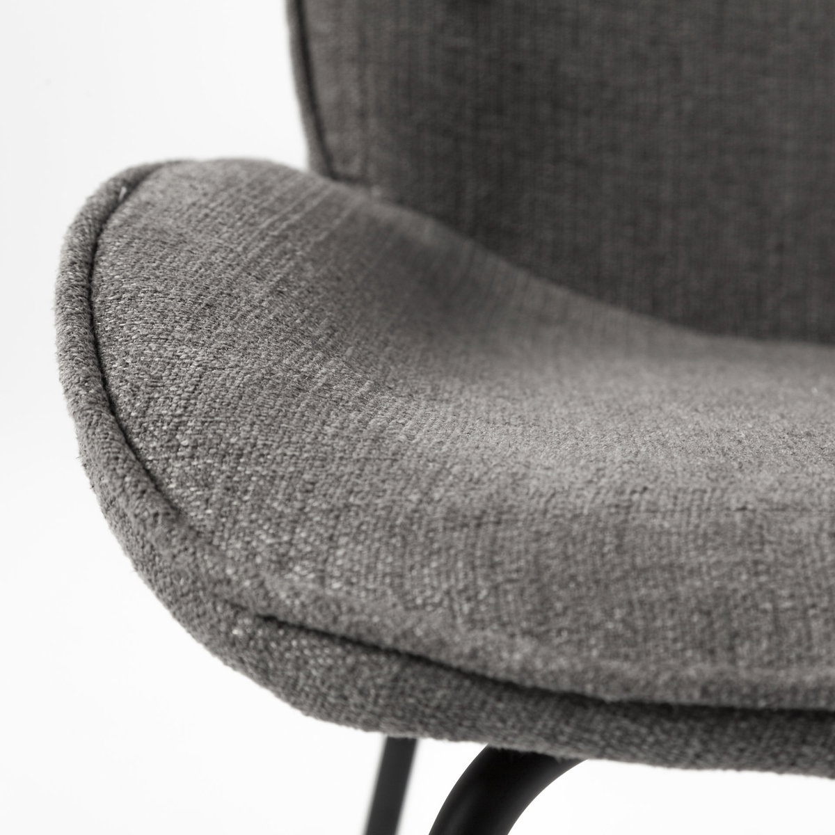 Inala Curved Back Dining Side Chair | Grey Fabric with Metal, Dining Chair by Mercana, 21.26" length x 25.59" width x 34.25" height View 10