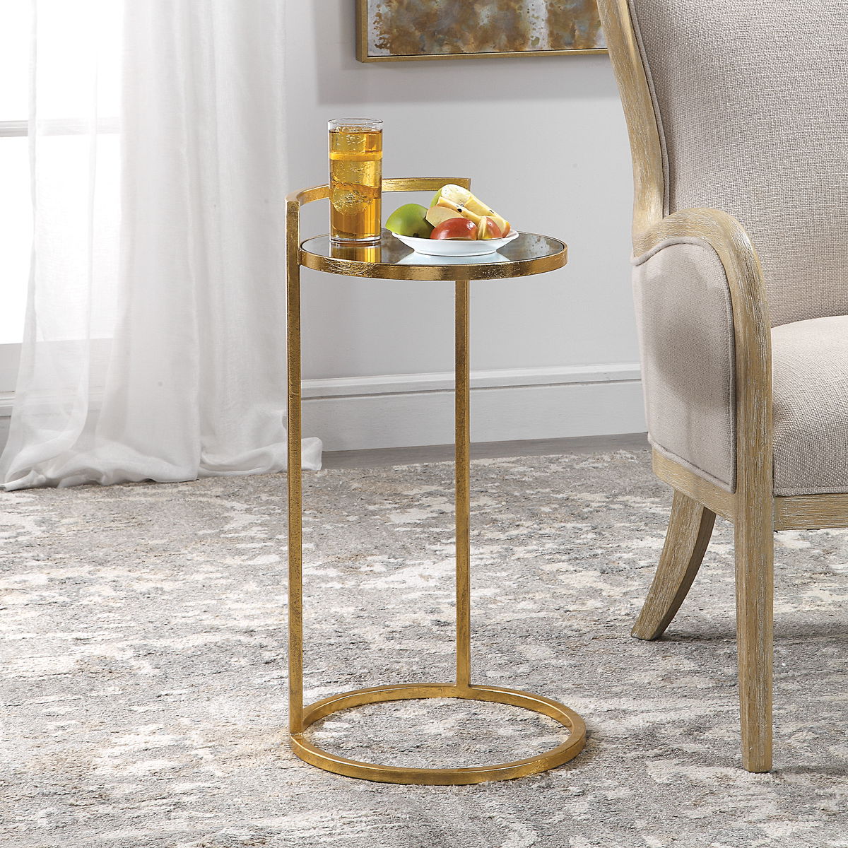 Cailin Gold Accent Table, Side & End Table by Uttermost, 14.17" width x 25.98" height x 14.17" depth View 2