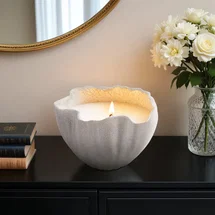 Online Designer Combined Living/Dining 9X9" 48 Oz Grapefruit & Ginger Wavy Candle, Ivory
