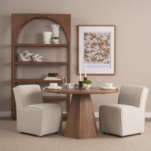 Jovani 48" Round Pedestal Dining Table | Modern | Light Brown Wood | Seats 4