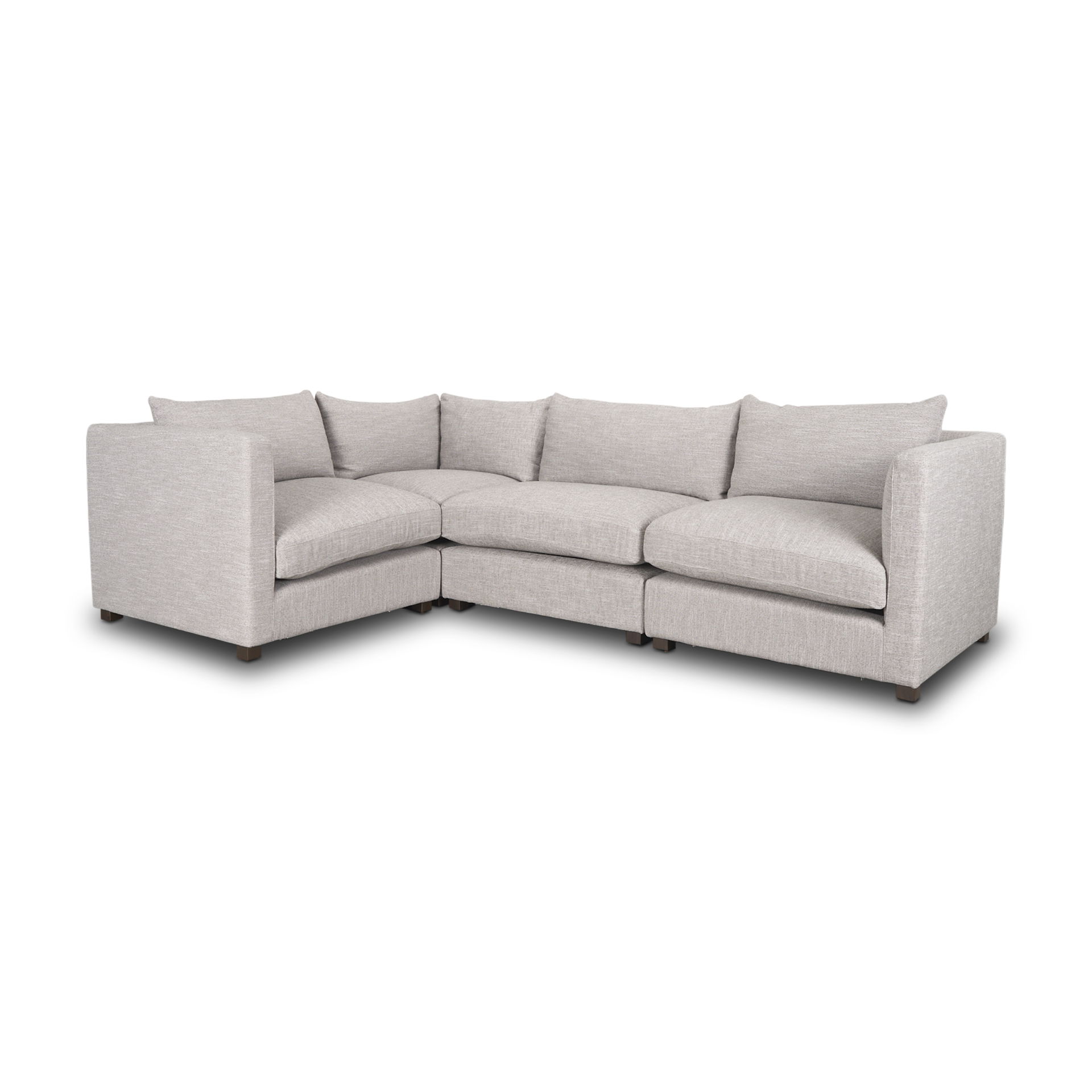 Halston 4 Piece Light Grey Sectional Sofa Set large image 