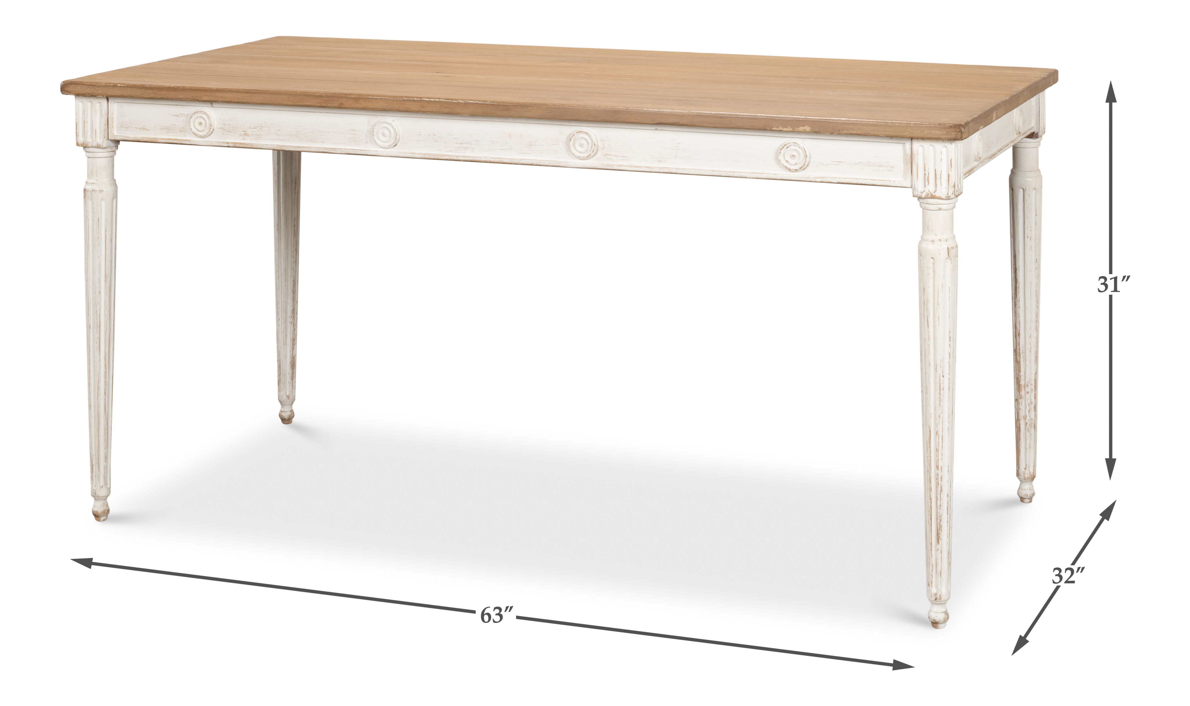 Lady's Dining Table, by Sarreid, 63" length x 32" width x 31" height View 14