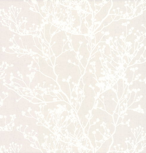 Budding Branch Silhouette Beige Wallpaper